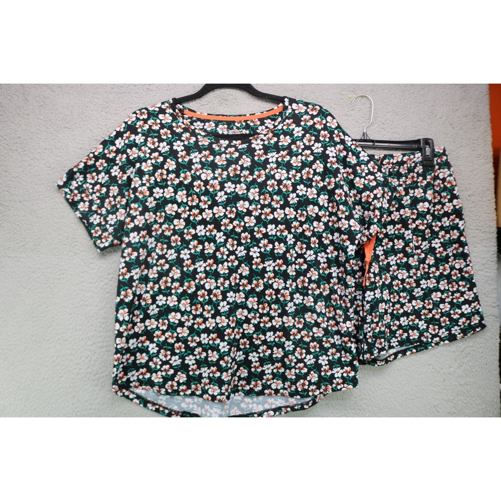 Cuddl Duds Floral 2 Piece Pajama Set-Shorts-Medium-Pockets-Soft-Cozy Chic